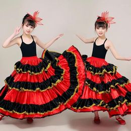 Stage Wear Spanish Bullfighting Dance Skirt Chorus Big Swing Skirts Girls Flamenco Performance Clothing Children'S Female