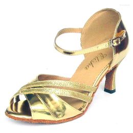 Dance Shoes Elisha Shoe Customised Heel Women Salsa Latin Open Toe Ballroom Party Soft Sole Gold Dancing