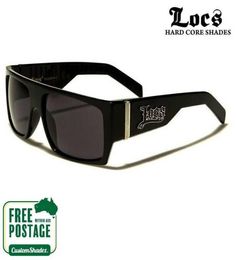 Sunglasses Locs Men039s Large Flat Top Frame Black Post in Aus Uv 4009580419