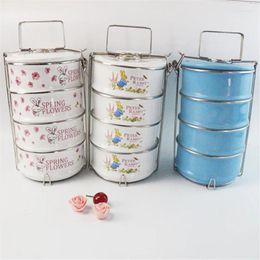 Tea Trays Enamel Lunch Box Multi-layer Chinese Nostalgic Portable Fresh Vegetable Basket.