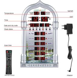 Digital Azan Mosque Prayer Clock Islamic Mosque Azan Calendar Muslim Prayer Wall Clock Alarm Ramadan Remote Control Support CSV H17733727