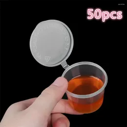 Storage Bottles 50pcs Disposable Sauce Cup Siamese Round Takeout Box Chili Oil Packaging Seasoning Milk Powder Plastic And Lid