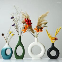 Vases Ceramic Circle Vase Ornaments Creative Crafts Living Room Decoration Cross-border Explosive Dry Flower Arranger