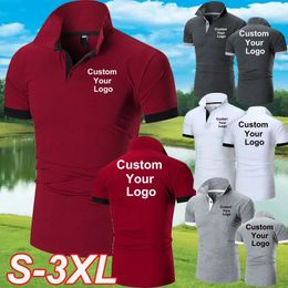 Summer Custom Your Mens Polo T Shirt Cotton Slim Fit Men Casual T Shirt Sports Tops Personality Printing Polo Shirt 240329