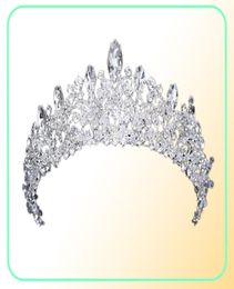 Gorgeous Princess Big Wedding Crowns Bridal Jewel Headpieces Tiaras Women Silver Metal Cryst European Headpieces Jewelry Bridal Ac4840110