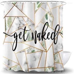 Shower Curtains Marble Curtain Get Font Design Bold Quote Tropical Leaves Funny Bathroom Decor Fabric Print Set