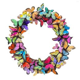 Decorative Flowers Small Twig Wreath Beautiful Butterflies For Spring Door Decor Garden Metal Frame