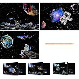 Kids Craft Toys Scratch Painting Magical Astronaut Space Art Drawing Kids Educational Toys Birthday Gifts Christmans Gifts Toy