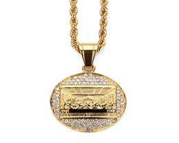 Fashion Charms Men Stainless Steel Gold Necklaces The Last Supper Pendent Chain Punk Rock Micro Mens Costume Jewellery Necklace For 5366569