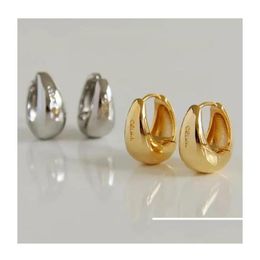 Hoop Huggie Earrings 100% Authentic 925 Sterling Sier Big White/Gold Smooth Circle Arc Hie Fine Jewellery Tle1215 Drop Delivery Othi8