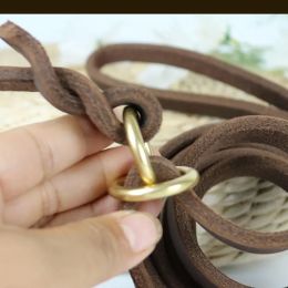 140/180cm Leather Dog Leash Soft Genuine Leather Slip Lead Collar Dog Leash Adjustable Dog Training Leash for Medium Large Dogs