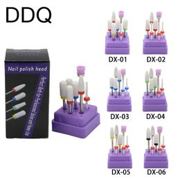 DDQ 7Pcs Nail Drill Bit Set Ceramic Milling Cutter Kit Electric Machine Manicure Bits Rotary Burr Cuticle Tools Accessories