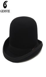 GEMVIE 4 Colours 100 Wool Felt Derby Bowler Hat For Men Women Satin Lined Fashion Party Formal Fedora Costume Magician Hat 2205076821218