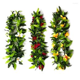 Decorative Flowers H7EA Hawaiian Wreath Party Supplies Colourful Leaf Necklace