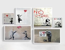 Paintings Abstract Girl Wall Art Canvas Painting Bansky Posters And Prints Black White Pictures For Living Room Decor9578921