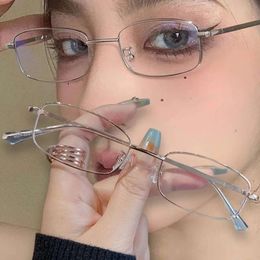 Small Retro Square Frame Glasses Y K Reading Anti Blue Light Plain Spectacles Women Men Metal Clear Lens Eyeglasses