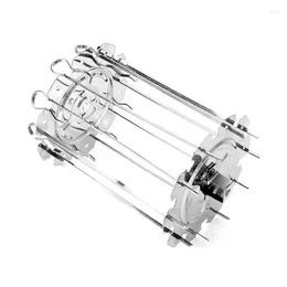 Tools 448B Rotating Grill Basket Stainless Steel Skewer BBQ Grilling Cage Barbecue Roasting Rack Kitchen