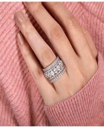 Arrival Rose Gold Colour 4 Pieces Stacked Stack Wedding Engagement Ring Sets For Women Fashion Band R5899 2110121977392