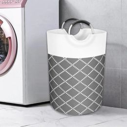 Laundry Bags Basket Hamper Collapsible Portable Handle Large Capacity Rhombus Print Moisture Proof Dirty Clothes Storage Bag Home