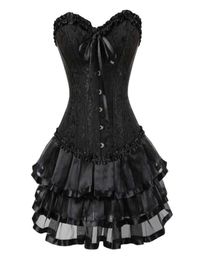 Corset Skirt for Women Steampunk Halloween Bustiers Dress Classic Push Up Embroidery Bodyshaper Clubwear Carnival Costume4117866