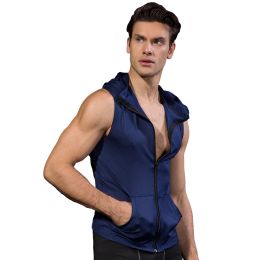 Jackets YD High Elastic Men's Jacket Hoodie Quick Dry Sleeveless Running Jacket Sport Vest Gym Fitness Tight Clothing Men's Sportswear