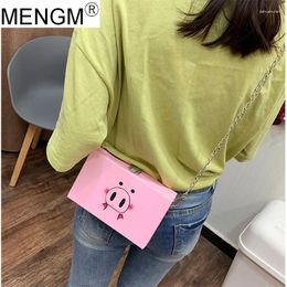 Shoulder Bags MENGM Girls Chain Bag Pig Design Crossbody PU Leather Hasp Pack All Match Fashion Shopping Gift Cartoon