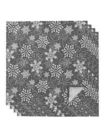 Christmas Snowflake Texture Grey Table Napkins Cloth Set Handkerchief Wedding Party Placemat Xmas Banquet Tea Napkins