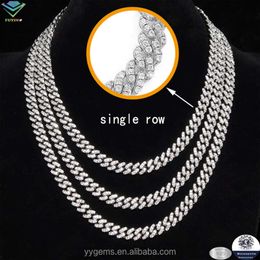 6mm Single Row Hiphop Cuban Chain S925 Sterling Silver Gold Plated Vvs Moissanite Diamond Chain Cuban Chain with Gra Certificate