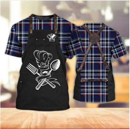 Funny Chef Uniform Men Leisure 3D Kitchenware Print T Shirt For O-neck Short Sleeve Tops Custom Designer Clothing Oversized Tees