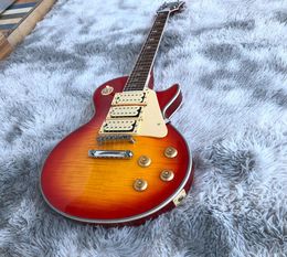 in stock Custom Shop Ace Frehley Budokan Signature Cherry Sunburst Flame Maple Top Electric Guitar Three Pickups Lightening Bolt 7159385