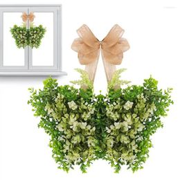 Decorative Flowers Butterfly Shaped Wreath Front Door Faux Plant Spring Decoration Garland Home Decor Weather-Resistant For Window Porch