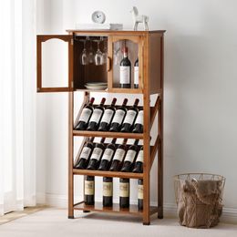 European Bamboo Bar Wine Cabinets Living Room Display Cabinet Modern Home Furniture Storage Display Rack Hanging Wine Glass Rack