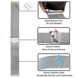 22mm 20mm Milanese Loop Strap For Samsung Galaxy Watch 6 5 4 44mm 40mm S3 Active 2 Amazfit Bracelet Huawei GT 2 3 4 46mm 2e Band