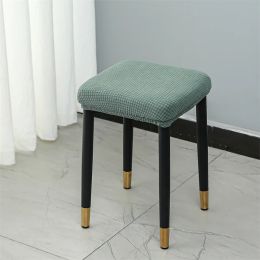 Square Stool Dust Cover Solid Colour Washable Removable Stretch Seat Case Bedroom Dressing Stools Non-slip Protector Home Textile