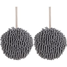 2 Pcs Chenille Hand Towels Kitchen Bathroom Hand Towel Ball With Hanging Loops Quick Dry Soft Absorbent Microfiber Towels