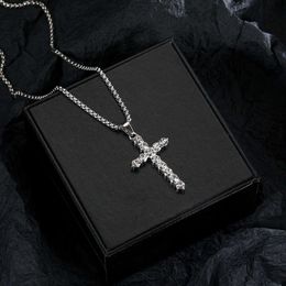 Full Diamond Cross Necklace for Men Niche Hip-hop Sweater Chain Women Versatile Neck High-end Accessories