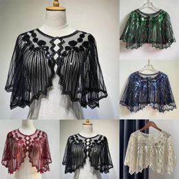 Scarves Fashion Women Flapper Shawl Beaded Sequin Decorative Evening Cape Cover Up Gatsby Themed And Wedding Party