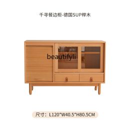 Japanese Beech Sideboard Cabinet Solid Wood Glass of Tea Side Cabinet Kitchen Storage Cabinet furniture