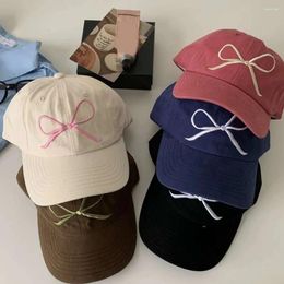Ball Caps Breathable Show Face Small Hat Cotton Bow Pattern Soft Peaked Cap Outdoor Sunscreen Bowknot Embroidered Baseball DIY