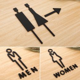 Bathroom Sign Men's and Women's Restroom Door Sign Wc Toilet Signage Self-adhesive Wall Stickers Gold Black Warm Reminder Signs