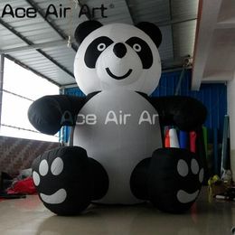 10m 32.8ft high Large Cute Blow Up Sitting Inflatable Panda Animal Model For Decoration And Advertising