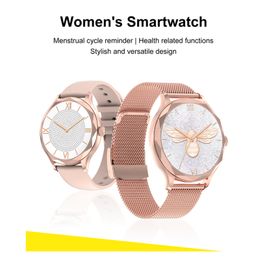 Luxury Smart Watch Women Gold Metal 1.3-inch Amoled Full-View Colour Screen Answer Call Message Reminder Blood Oxygen Smartwatch
