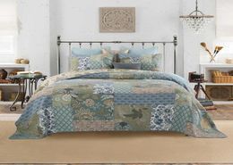 Shabby Chic Floral 3 Pieces Patchwork Bedspread Pillow shams Sumer Quilts Set Queen King size 100 Cotton Reversible Ultra soft17082263