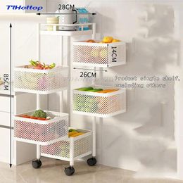 Storage Bottles Rotating Rack Kitchen Vegetable And Fruit Basket Multifunctional Movable