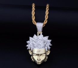 Hip Hop Full AAA CZ Zircon Bling Iced Out Cartoon Uzumaki Pendants Necklace for Men Rapper Jewellery Gold Colour Gift 2010146495011