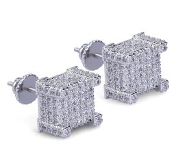 Women Luxury Designer Square Diamond Stud Earrings Mens Gold Earring Bling Iced Out Earrings Hip Hop Jewelry Fashion Accessories 21062542