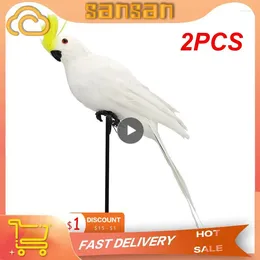 Garden Decorations 2PCS 25/35cm Handmade Foam Feather Artificial Parrot Imitation Bird Model Figurine Birds Home Decoration