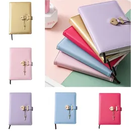 Leather Heart Shaped Lock Journal B6 Lined Hard Cover Personal Planner Notepad Scrapbook Thicken Secret Notebook Girls