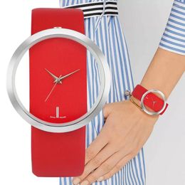 Wristwatches Watch Women Luxury Unique Hollow Skeleton Lady Wrist Watches Lucky Red Leather Quartz Casual Stylish Dress Relogio Feminino