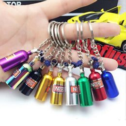 NOS Turbo Nitrogen Bottle Metal Key Chain Key Ring Holder Car Keychain Pendant Jewelry for Women Men Unique Mini Keyring8661816
